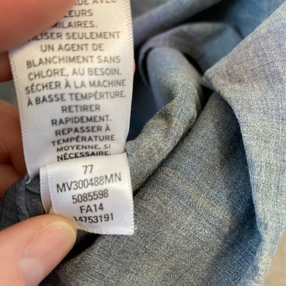 Nordstrom Men’s Shop Gray and Blue Checkered Shirt | XL Tall | 100% cotton - Picture 5 of 8